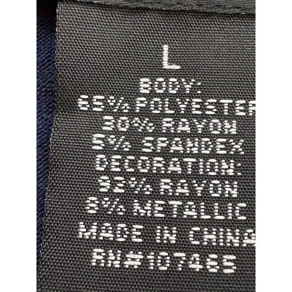 Objects D’art Woman’s Navy Embroidered Gold Trim Jacket Asymmetrical Large - Picture 3 of 8